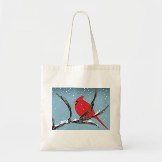 Rode kardinaal op een Canvas tas van de Tak (Voorkant)