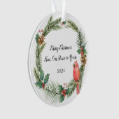 Rode kardinaal op een kerstmis - waterverven O Ornament (voorkant)