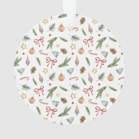 Rode kardinaal op een kerstmis - waterverven O Ornament (achterkant)