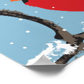 Rode kardinaal op een Poster van de Tak (Hoek)