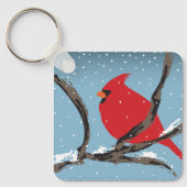 Rode kardinaal op een Sleutelhanger van de Tak (Voorkant)