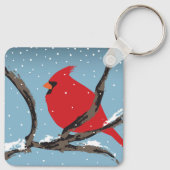 Rode kardinaal op een Sleutelhanger van de Tak (Achterkant)