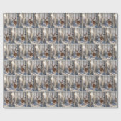 rode kardinaal op gewei van een hert cadeaupapier (Vlak)