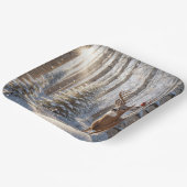 rode kardinaal op gewei van een hert papieren bordje (Gebogen)