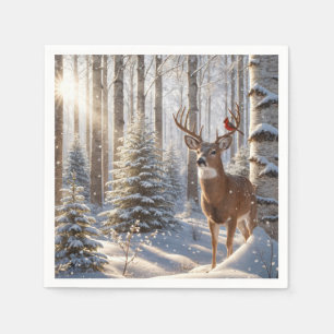 rode kardinaal op gewei van een hert servet