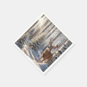 rode kardinaal op gewei van een hert servet (Hoek)