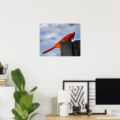 Rode kardinaal op houten stump poster (Thuiskantoor)