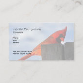 Rode kardinaal op houten stump visitekaartje (Achterkant)