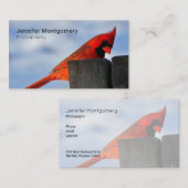 Rode kardinaal op houten stump visitekaartje (Voorkant / Achterkant)