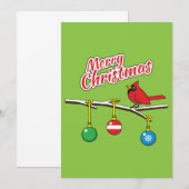 Rode Kardinaal op Kerstmis Kale Tak - Prettig Kers (Voorkant / Achterkant)