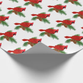 rode kardinaal op pijnboom cadeaupapier (Hoek)