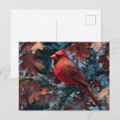 Rode Kardinaal op Tak Geperst Briefkaart (Voorkant / Achterkant)