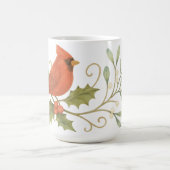 Rode kardinaal op Winter Holly & Mistletoe Koffiemok (Center)
