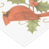 Rode kardinaal op Winter Holly & Mistletoe Korte Tafelloper (Hoek)