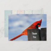 Rode kardinaal op Wooden Stump Dank je Bedankkaart (Voorkant / Achterkant)