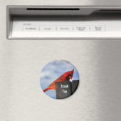 Rode kardinaal op Wooden Stump Dank je Magneet (Insitu (Vaatwasser))