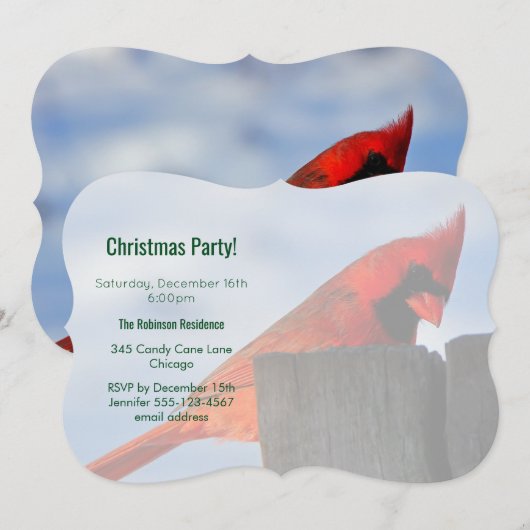 Rode kardinaal op Wooden Stump Kerstfeest Kaart (Voorkant / Achterkant)