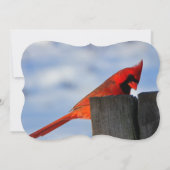 Rode kardinaal op Wooden Stump Kerstfeest Kaart (Achterkant)