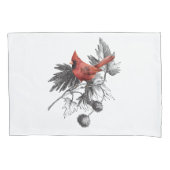 Rode kardinaal op zwarte & witte vertakking kussensloop (Voorkant-Links)