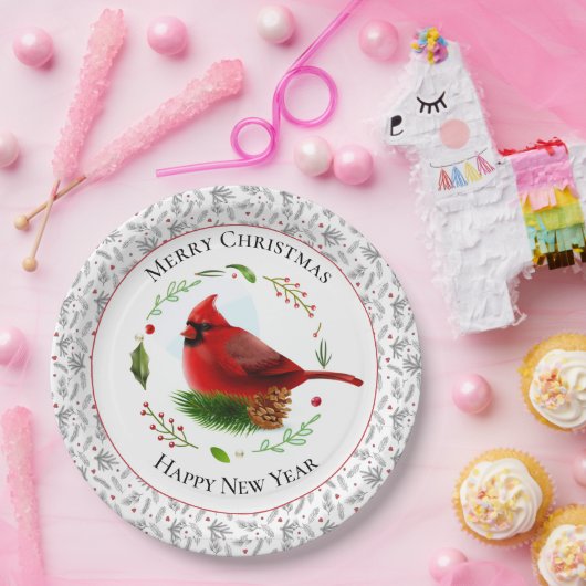 Rode kardinaal papieren bordje (Feest)