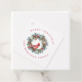 Rode Kardinaal Pijnenkrans Vrolijk Kerstcadeau Lab Bedankjes Labels (In situ)