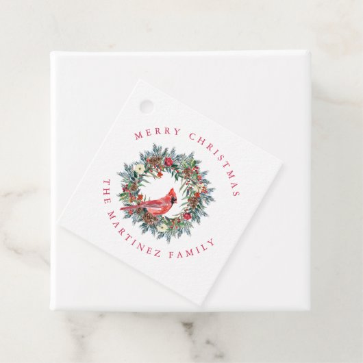 Rode Kardinaal Pijnenkrans Vrolijk Kerstcadeau Lab Bedankjes Labels (In situ)