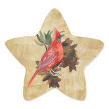 Rode Kardinaal Pine Cones Holiday Star Stickers