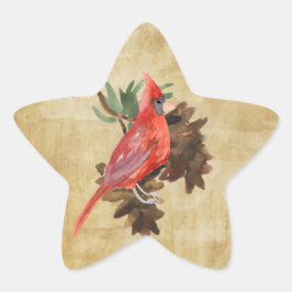 Rode Kardinaal Pine Cones Holiday Star Stickers