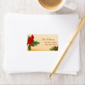 Rode Kardinaal & Pines Kerstmis Adreslabel Etiket (Insitu)