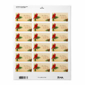 Rode Kardinaal & Pines Kerstmis Adreslabel Etiket (Full Sheet)