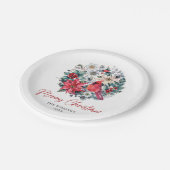 Rode Kardinaal Poinsettia Holly Berry Pine Vakanti Papieren Bordje (Gekanteld)