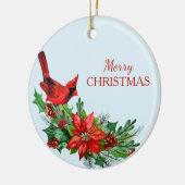 Rode kardinaal Poinsettia Keramisch Ornament (Links)