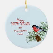 Rode kardinaal Poinsettia Keramisch Ornament (Achterkant)