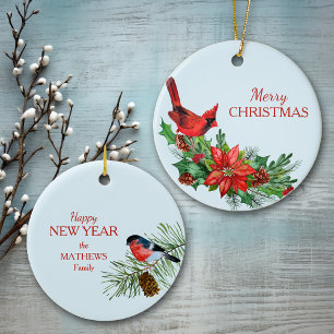 Rode kardinaal Poinsettia Keramisch Ornament