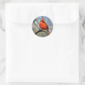 Rode kardinaal portret ronde sticker (Tas)