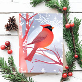 rode kardinaal | Prachtig Waterverf schilderij Briefkaart