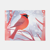 rode kardinaal | Prachtig Waterverf schilderij Deurmat (Voorkant)