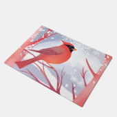 rode kardinaal | Prachtig Waterverf schilderij Deurmat (Schuin)