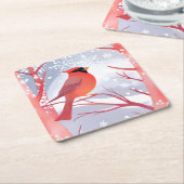 rode kardinaal | Prachtig Waterverf schilderij Kartonnen Onderzetters (Schuin)