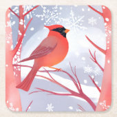 rode kardinaal | Prachtig Waterverf schilderij Kartonnen Onderzetters (Voorkant)