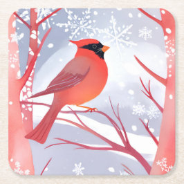 rode kardinaal | Prachtig Waterverf schilderij Kartonnen Onderzetters