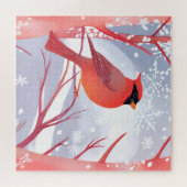 rode kardinaal | Prachtig Waterverf schilderij Legpuzzel (Horizontaal)