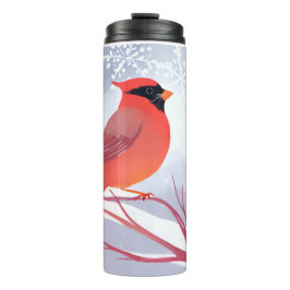 rode kardinaal | Prachtig Waterverf schilderij Thermosbeker