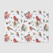 Rode kardinaal Robin Pinecones Waterverf Kerst Tissuepapier (Voorkant)