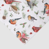 Rode kardinaal Robin Pinecones Waterverf Kerst Tissuepapier (Detail)