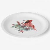 Rode kardinaal, rode bessen, Eucalyptuskerst Papieren Bordje (Gekanteld)