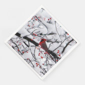 Rode Kardinaal Sneeuw Boom Foto Servet (Hoek)