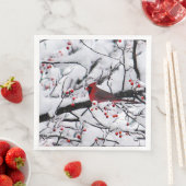 Rode Kardinaal Sneeuw Boom Foto Servet (Insitu)