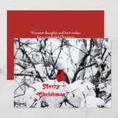  Rode Kardinaal Sneeuwfoto Kerstflat Feestdagenkaart (Voorkant / Achterkant)