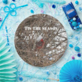 Rode Kardinaal Sneeuwtakken Papieren Bordje (Feest)